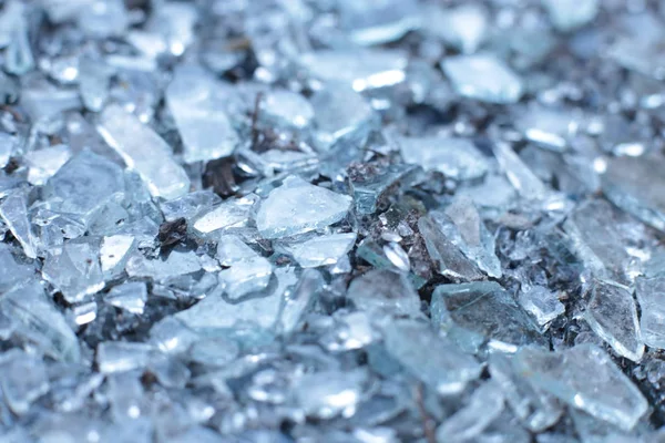 Small Sharp Shards Glass Pieces Iceblue — Stock Photo, Image