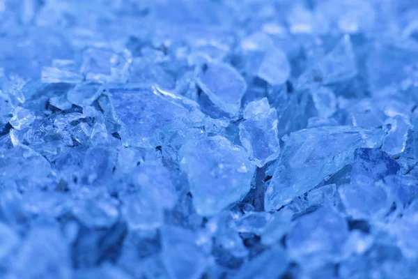 Pequeños Fragmentos Afilados Vidrio Trozos Azul Hielo — Foto de Stock
