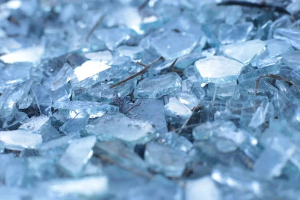 Small Sharp Shards Glass Pieces Iceblue — Stock Photo, Image