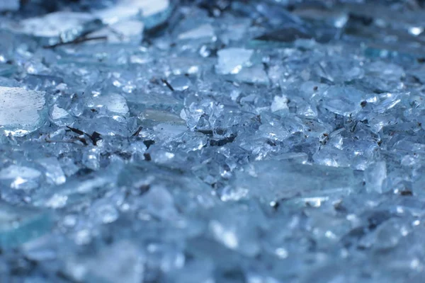 Small Sharp Shards Glass Pieces Iceblue — Stock Photo, Image