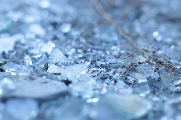Small Sharp Shards Glass Pieces Iceblue — Stock Photo, Image