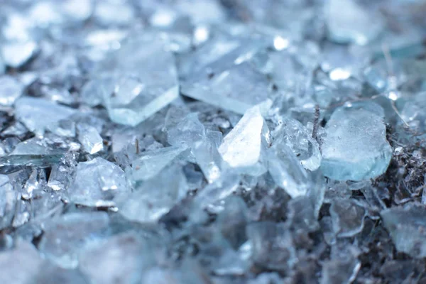 Small Sharp Shards Glass Pieces Iceblue — Stock Photo, Image