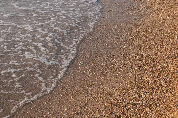 Makro Fotoğraf Deniz Kenarında Küçük Çakıl Taşları Doğal Arka Plan — Stok fotoğraf