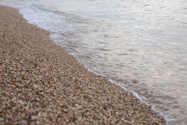 Makro Foto Kleine Kieselsteine Meeresufer Natürlichen Hintergrund — Stockfoto
