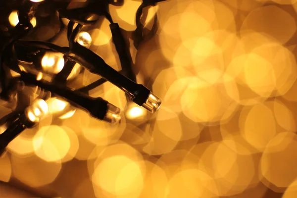 Luci Sfocate Tonalità Calda Sfondo Festivo Ghirlanda Natale Fuori Fuoco — Foto Stock
