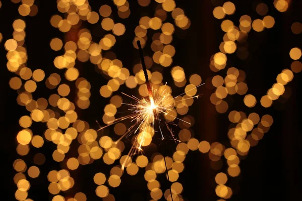 Brännande Och Gnistrande Glittrande Nyår Festlig Bokeh Bakgrund — Stockfoto