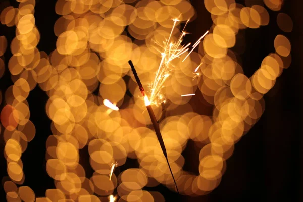 Festive Sparkling Sparkling Bokeh Background Sparkler — Stock Photo, Image
