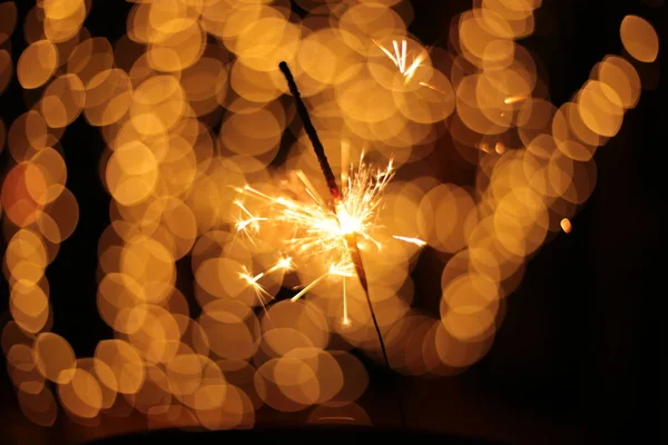 Festive Sparkling Sparkling Bokeh Background Sparkler — Stock Photo, Image