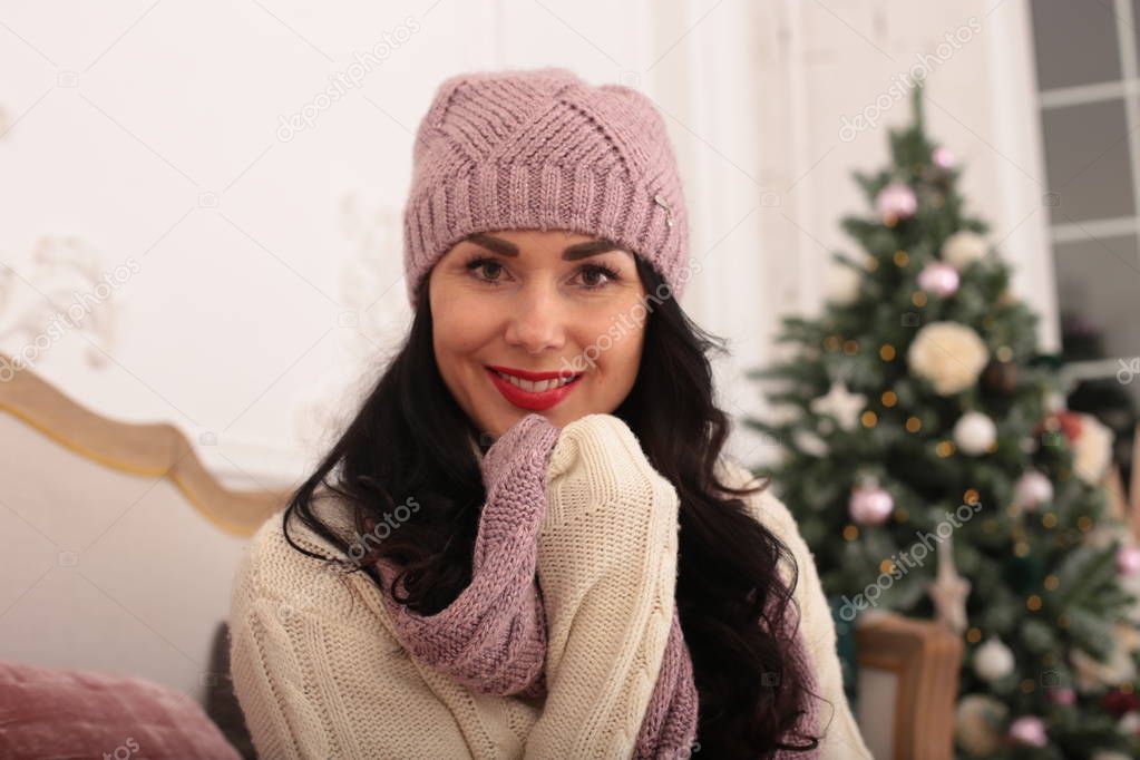 christmasflirting young woman festive dazzlingly elegant look
