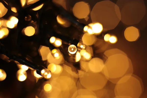 Festlig Jul Bakgrund Bokeh Garland Och Gnistrande Glitter — Stockfoto