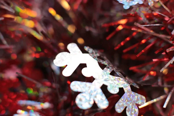 Weihnachtskugel Und Girlanden Auf Dem Weihnachtsbaum Festlich Glänzender Hintergrund — Stockfoto