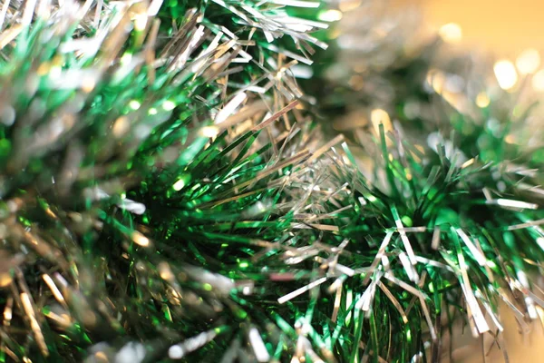 Dekorativní Vánoční Strom Hračka Makro Fotografie Zářící Pozadí — Stock fotografie