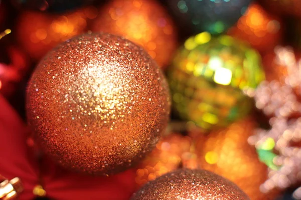 Decorative Christmas Tree Toy Macro Photo Shining Background — Stock Photo, Image