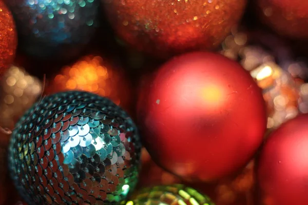 Decorative Christmas Tree Toy Macro Photo Shining Background — Stock Photo, Image