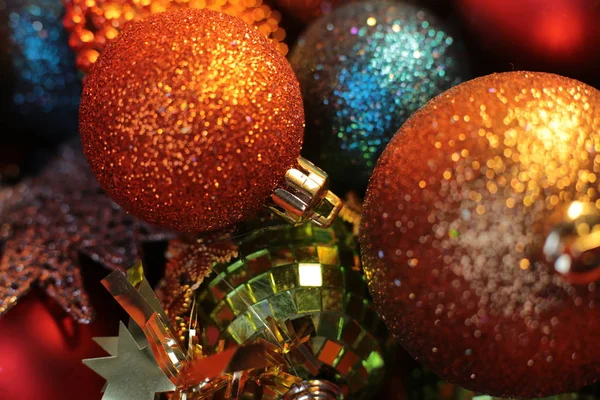 Decorative Christmas Tree Toy Macro Photo Shining Background Stock Photo