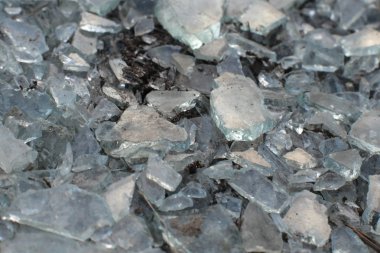 Küçük mavi cam parçaları, makro parçalar arka plan