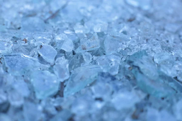 Small Blue Glass Fragments Macroice Pieces Background — Stock Photo, Image