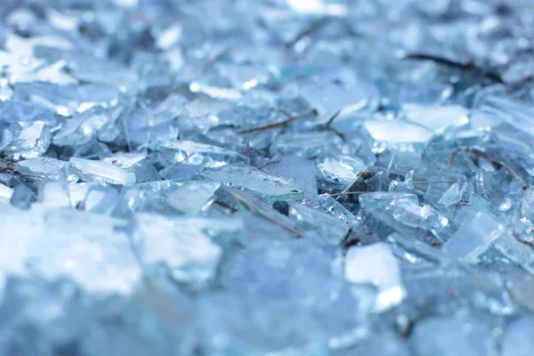 Small Blue Glass Fragments Macroice Pieces Background — Stock Photo, Image