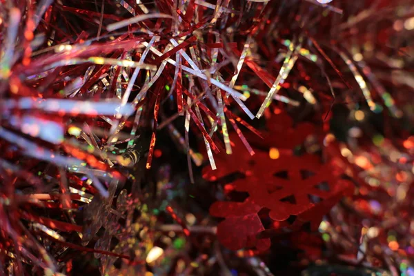 Kerst Glanzende Achtergrond Met Een Flikkerende Slinger Nieuwjaar Heldere Decor — Stockfoto
