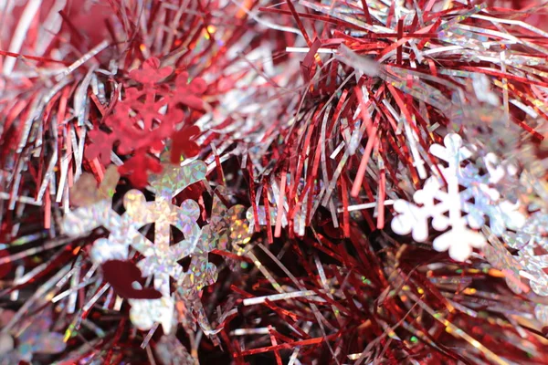 Kerst Glanzende Achtergrond Met Een Flikkerende Slinger Nieuwjaar Heldere Decor — Stockfoto