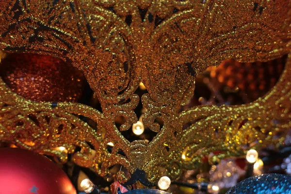 Vánoční Lesklé Pozadí Blikající Girland Nový Rok Jasný Dekor Detaily — Stock fotografie
