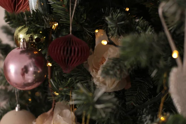 Natal Fundo Brilhante Com Uma Guirlanda Cintilante Decoração Brilhante Ano — Fotografia de Stock