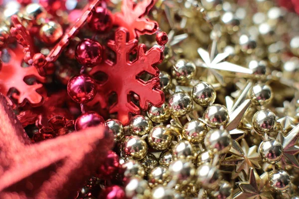 Decoratieve Kerstboom Speelgoed Macro Foto Stralende Achtergrond Rechtenvrije Stockfoto's