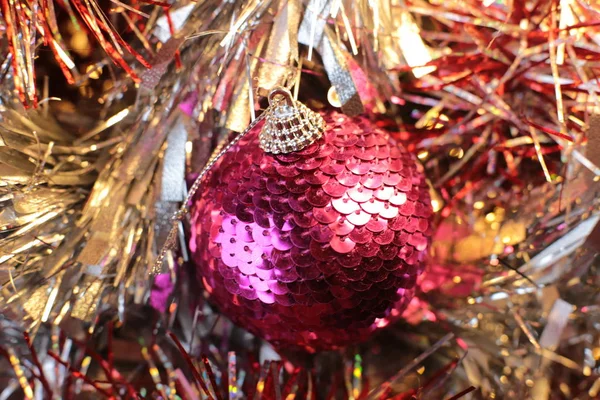 Decorative Christmas Tree Toy Macro Photo Shining Background — Stock Photo, Image