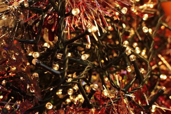 装饰圣诞树玩具宏观照片闪亮背景 — 图库照片