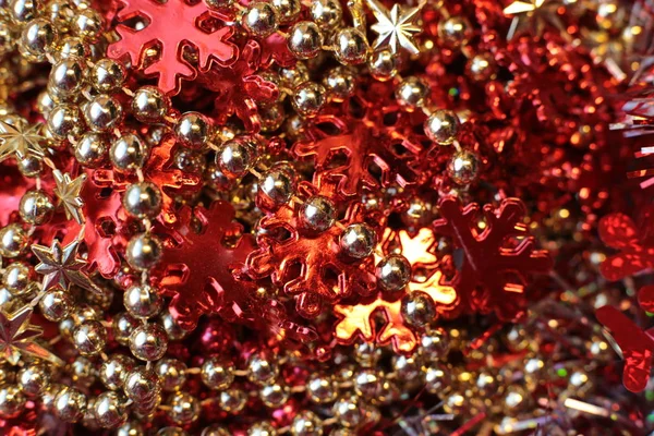 Shining Christmas Shiny Toy Bright Beads Decorate New Year Spruce — Stock Photo, Image