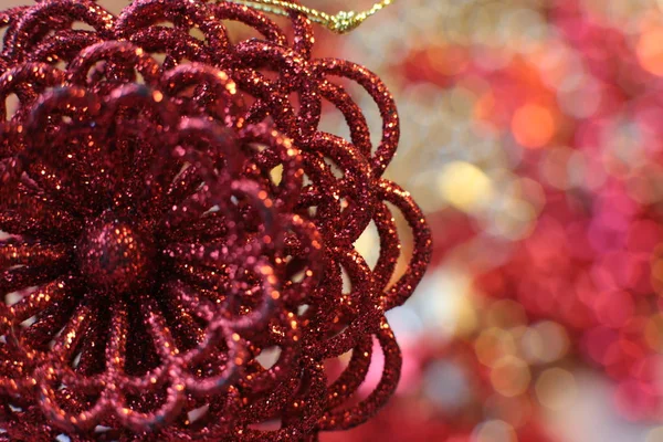 Новый Год Блестящие Мерцающие Бусины Рождество Яркие Детали Декора Макрофото — стоковое фото