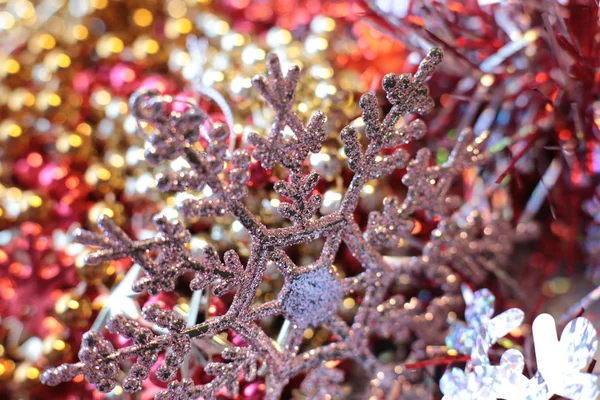 Ano Novo Brilhante Piscando Contas Natal Vibrante Decoração Detalhes Macro — Fotografia de Stock