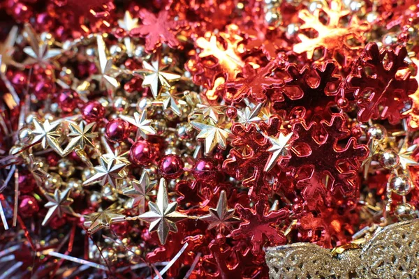 Nouvel Brillant Perles Scintillantes Noël Détails Décor Vibrant Macro Photo — Photo