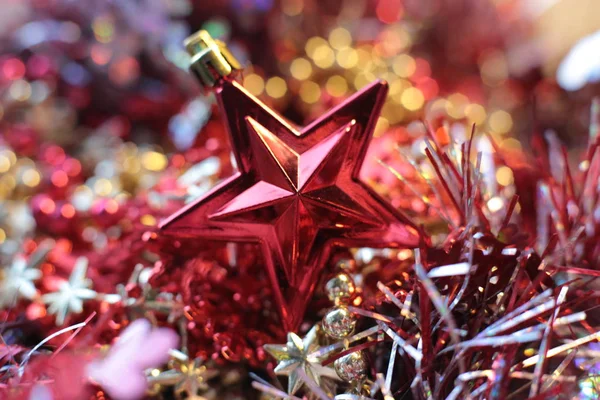 Ano Novo Brilhante Piscando Contas Natal Vibrante Decoração Detalhes Macro — Fotografia de Stock