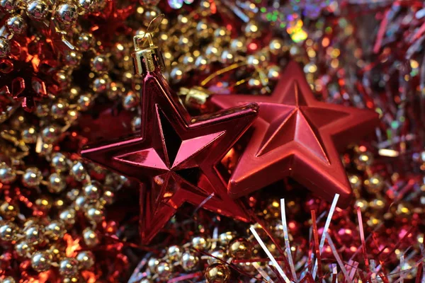 Brillante Juguete Brillante Navidad Cuentas Brillantes Decoran Vista Macro Abeto —  Fotos de Stock
