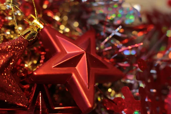 Brillant Noël Brillant Jouet Perles Lumineuses Décorer Nouvel Épicéa Macro — Photo