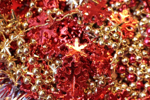 Διακοσμητικό Χριστουγεννιάτικο Δέντρο Μακροεντολή Φωτογραφία Λαμπερό Φόντο Χάντρες Γύρο — Φωτογραφία Αρχείου