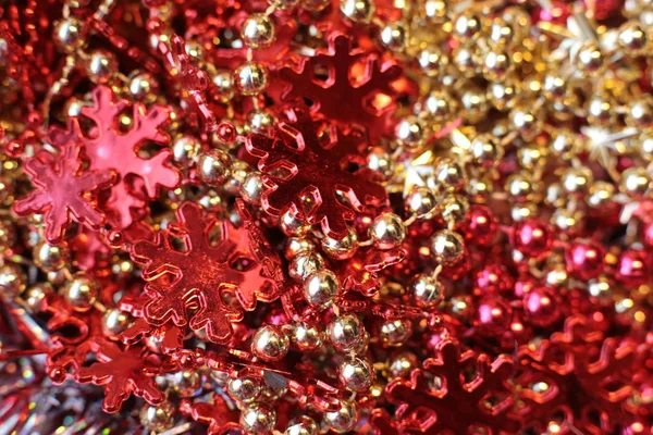 Dekorative Weihnachtsbaum Spielzeug Makro Foto Glänzenden Hintergrund Perlen Rund — Stockfoto