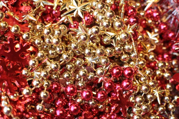 Decorative Christmas Tree Toy Macro Photo Shining Background Beads — Stock Photo, Image