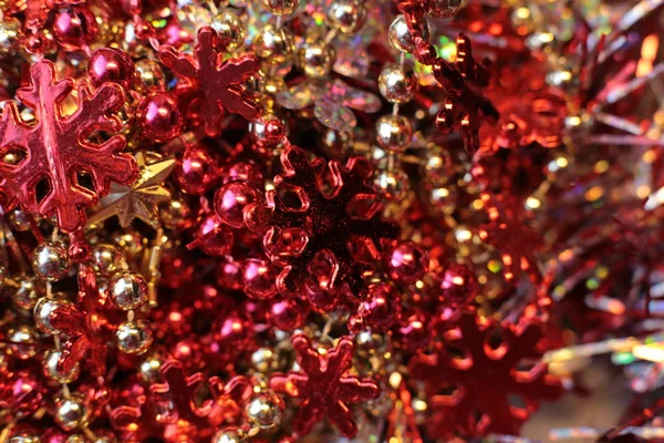 Dekorative Weihnachtsbaum Spielzeug Makro Foto Glänzenden Hintergrund Perlen Rund — Stockfoto