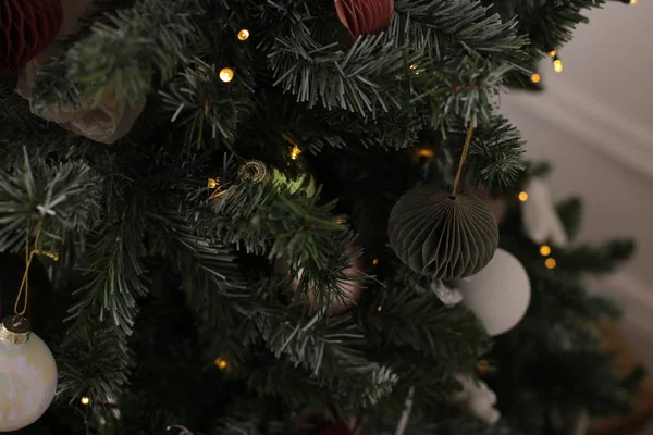 Decorative Christmas Tree Toy Macro Photo Shining Background — Stock Photo, Image