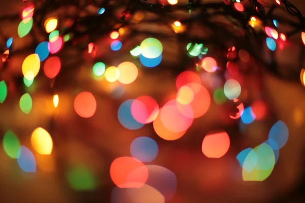 Nový Rok Věnce Bokeh Různé Barvy Světel — Stock fotografie