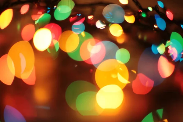 Ano Novo Guirlanda Bokeh Diferentes Cores Luzes — Fotografia de Stock