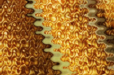 Doymuş kahverengi hardal arkaplanı, süper soyut desenlerin parlak ilginç tasarımı