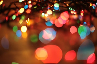 Odak dışında çok renkli zarif çelenk Bokeh Noel makro arkaplanı