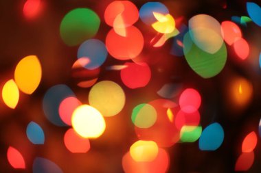 Odak dışında çok renkli zarif çelenk Bokeh Noel makro arkaplanı