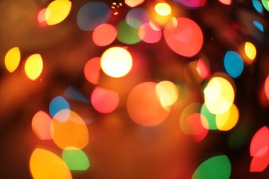 Odak dışında çok renkli zarif çelenk Bokeh Noel makro arkaplanı