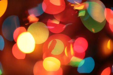 Odak dışında çok renkli zarif çelenk Bokeh Noel makro arkaplanı