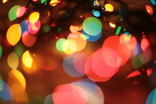 Fora Foco Multicolor Elegante Guirlanda Bokeh Natal Macro Fundo — Fotografia de Stock