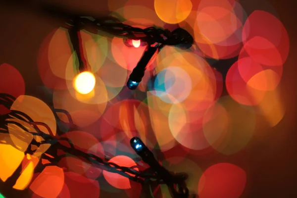 Rozostřený Nový Rok Makro Pozadí Věnce Bokeh Různá Světla Barvy — Stock fotografie